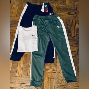 Reebok Kids' Green and Blue Jogger Set with White Accents